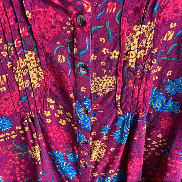 Maeve Floral Button Down Shirt GUC - Red (S) - Picture 3 of 7
